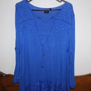 Rafaella Blue Tunic Blouse Size XL